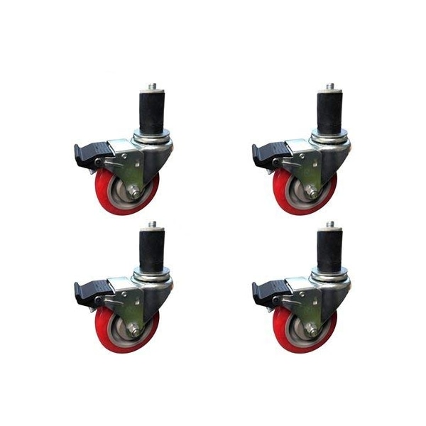 3" Caster Wheel Set for Commercial Kitchen PREP Tables, Total Lock